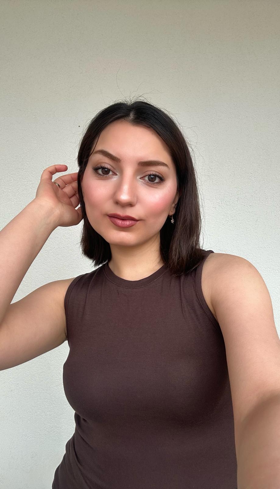 Soft Kahverengi Bisiklet Yaka Sıfır Kol Pamuklu Body